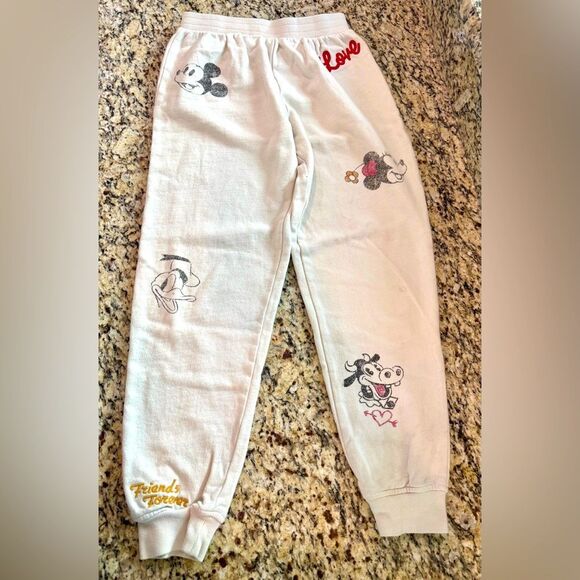 Disney Cream Jogger Sweat Pants with Mickey Mouse and friends Design kids 11/12 - Picture 4 of 15